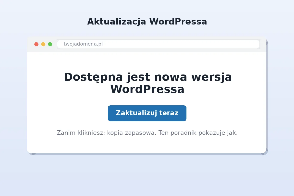Ekran aktualizacji WordPressa z przyciskiem Zaktualizuj teraz