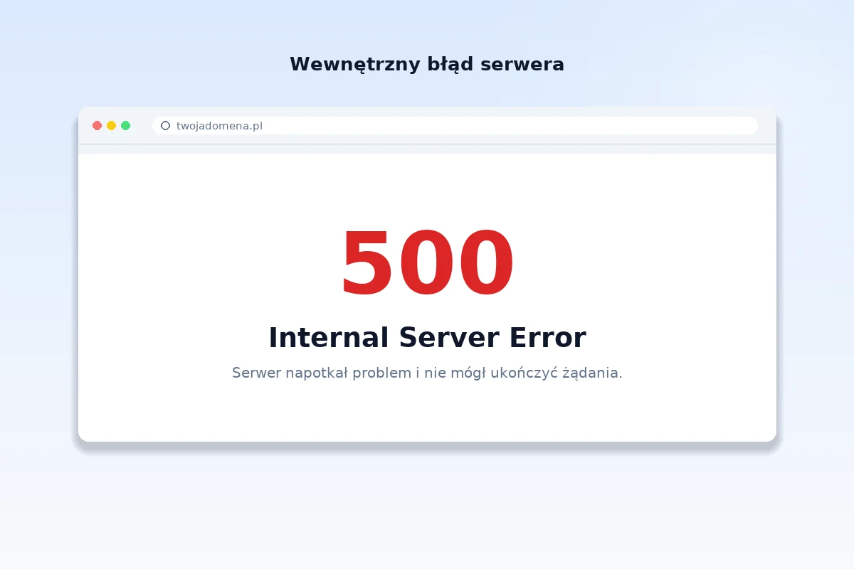 Komunikat błędu 500 Internal Server Error w przeglądarce
