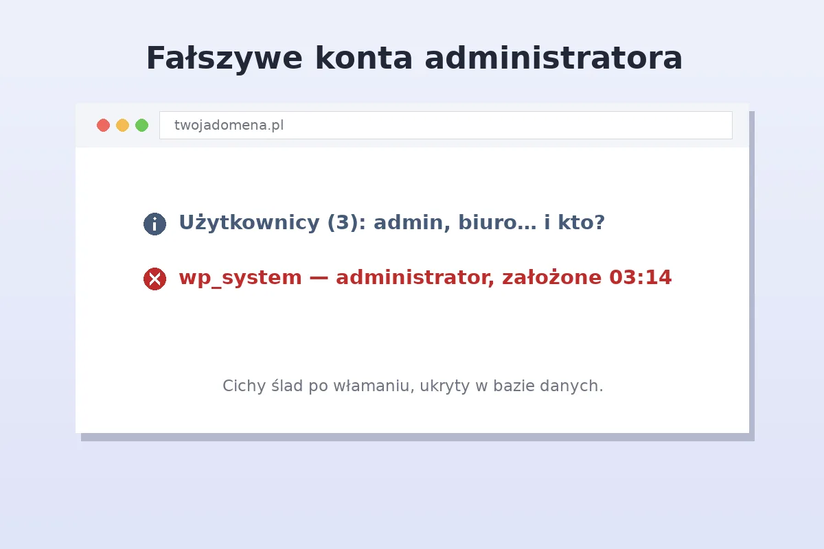 Podejrzane konto administratora w panelu WordPress
