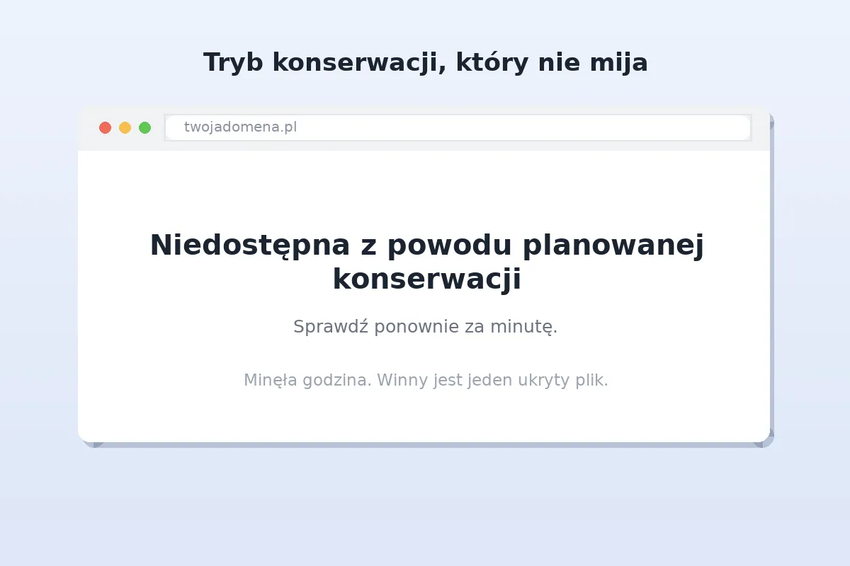 Komunikat trybu konserwacji WordPressa w przeglądarce